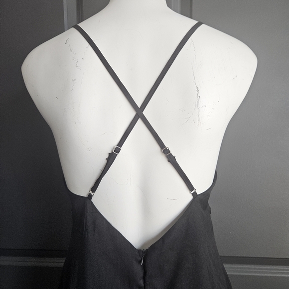 Forever 12 Satin Pleated Cami Slip Dress Sz Medium Goth Peplum Ruffle Whimsigoth - Picture 8 of 13